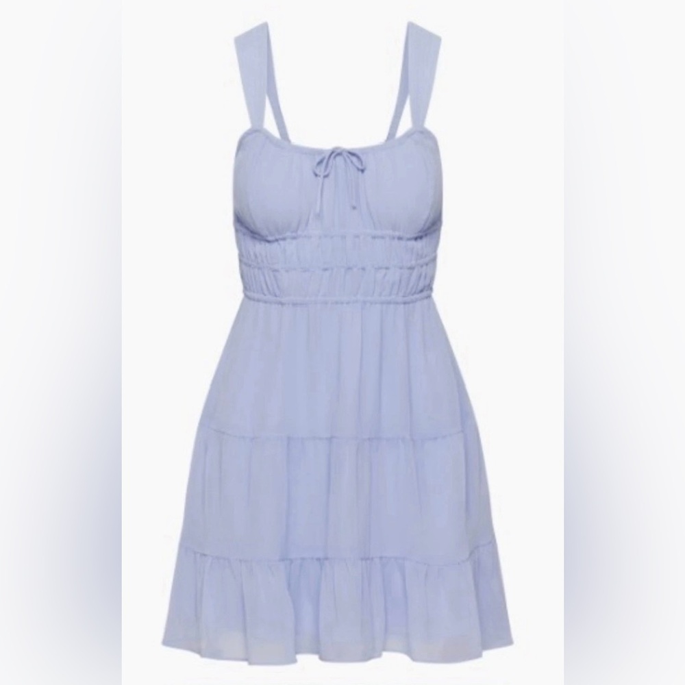 Aritzia Martine Dress Sunday Best Party Dress Soft Iris Light Blue Large NEW